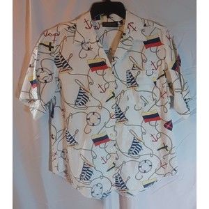 Vintage 1990s PRESTWYCK Ltd Short Sleeve Vacation Cruise Shirt Women's S…